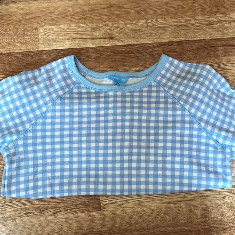 Draper James blue and white gingham sweatshirt size xs